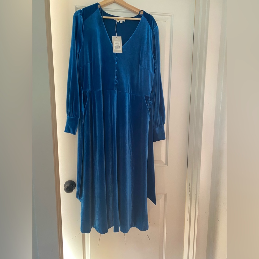 Blue velvet Boden midi dress